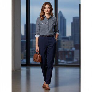 R.M.Williams Australia Cotton Blouse Shirt Printed Women's size 10 Navy Preppy